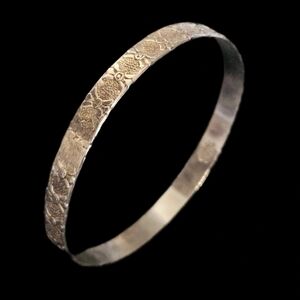 Taxco Silver Floral Engraved Bangle Bracelet